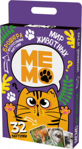 ИГРА МЕМО "МИР ЖИВОТНЫХ" 32 КАРТОЧКИ