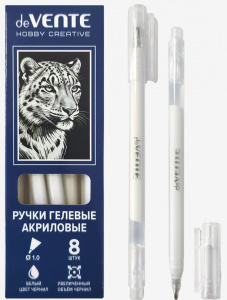 РУЧКА ГЕЛЕВАЯ АКРИЛОВАЯ "HOBBY CREATIVE" 1,0ММ БЕЛАЯ