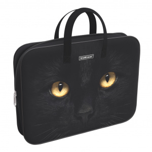 ПАПКА ПОРТФЕЛЬ НА МОЛНИИ С РУЧКАМИ А4 "BLACK CAT" ТЕКСТИЛЬ 36*29*7СМ