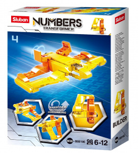 КОНСТРУКТОР"SLUBAN NUMBERS" МАШИНА-ТРАНСФОРМЕР "4" 98 ЭЛЕМЕНТОВ