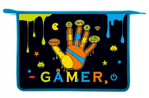 ПАПКА ДЛЯ ТЕТРАДЕЙ НА МОЛНИИ А4 "OLD GAMER" ПЛАСТИК 34*24,5*4СМ