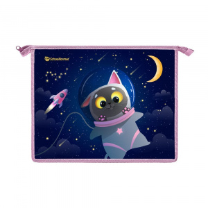 ПАПКА ДЛЯ ТЕТРАДЕЙ НА МОЛНИИ А5 "SPACE CAT'' 23,5*19*5СМ