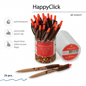 РУЧКА ШАРИКОВАЯ АВТОМАТИЧЕСКАЯ "HAPPY CLICK. ЖИРАФЫ" 0.5ММ СИНЯЯ