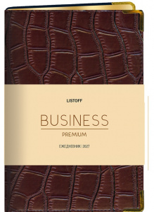 ЕЖЕДНЕВНИК A6 2027 BUSINESS PREMIUM "ИМПАКТ" ТЕМНО КОРИЧНЕВЫЙ 176Л 113х146ММ