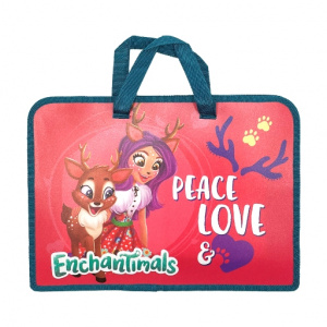 ПАПКА ПОРТФЕЛЬ НА МОЛНИИ С РУЧКАМИ А4 "ENCHANTIMALS'' ПЛАСТИК 34*24.5*7,5СМ