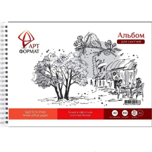АЛЬБОМ-ПЛАНШЕТ ДЛЯ ЗАРИСОВОК НА ГРЕБНЕ А5 40Л БУМАГА 160Г/М2 ЖЕС.ПОД.