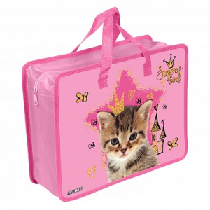 ПАПКА ПОРТФЕЛЬ А4 "CAT PRINCESS'' 33,5*26*10 СМ ПЛАСТИКОВАЯ НА МОЛНИИ С РУЧКАМИ