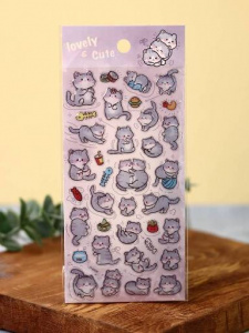 НАКЛЕЙКИ "LOVELY AND CUTE CATS PURPLE" 20,5*9,3*0,1