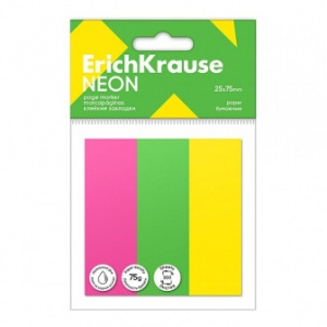 БЛОК ЗАКЛАДКА 25*75 3ЦВ*100Л "ERICH KRAUSE" НЕОН 