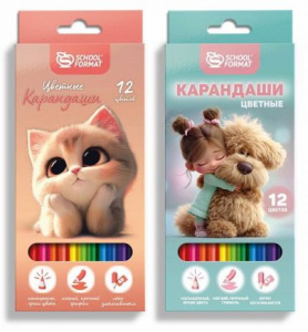 КАРАНДАШИ ЦВЕТНЫЕ "МИКС ДЛЯ ДЕВОЧЕК" 12 ЦВЕТОВ
