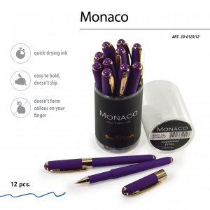 РУЧКА ПОДАРОЧНАЯ ШАРИКОВАЯ MONACO ФИОЛЕТОВЫЙ КОРПУС 0.5ММ СИНЯЯ