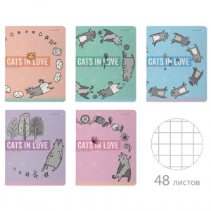 ТЕТРАДЬ 48Л КЛЕТКА "CATS IN LOVE"
