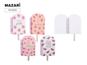 ЗАПИСНАЯ КН А6  50Л ГР ФИГУРНАЯ FRUIT ICE CREAM 8-12СМ