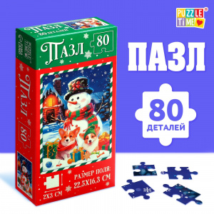 ПАЗЛЫ 80 ЭЛЕМЕНТОВ "ВЕСЁЛЫЙ СНЕГОВИЧОК"
