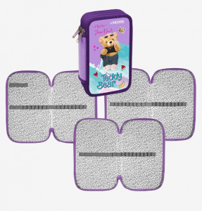ПЕНАЛ КАРКАСНЫЙ ЧЕТЫРЕХСТВОРЧАТЫЙ "TEDDY BEAR" 20,5*12*6СМ