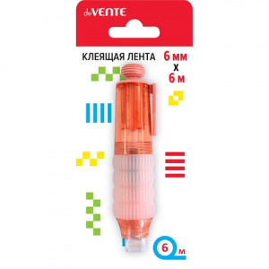 КЛЕЙ ЛЕНТА 6MM*6M ДВУХСТОРОННЯЯ КРАСНЫЙ КОРПУС