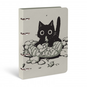 ТЕТРАДЬ НА КОЛЬЦАХ 120Л КЛЕТКА А5 "NAUGHTY CAT" СО СМЕННЫМ БЛОКОМ