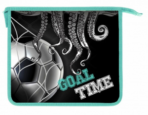 ПАПКА ДЛЯ ТЕТРАДЕЙ НА МОЛНИИ А5 "GOAL TIME" ПАЛСТИК 24*20*4СМ