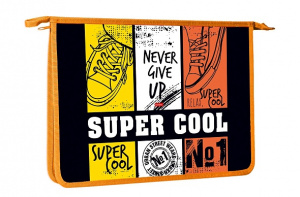 ПАПКА ДЛЯ ТЕТРАДЕЙ НА МОЛНИИ А4 "SUPER COOL" ПЛАСТИК 34*24*7,5СМ
