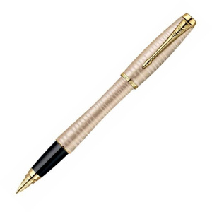 РУЧКА ПОДАРОЧНАЯ ПЕРЬЕВАЯ СИНЯЯ PARKER "URBAN PREMIUM" GOLDEN PEARL ЦВЕТ КОРПУСА ЗОЛОТО В КАРТОННОМ ФУТЛЯРЕ