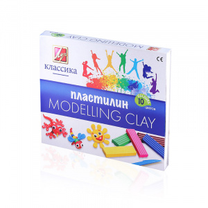 ПЛАСТИЛИН 10ЦВ 200Г КЛАССИКА СО СТЕКОМ