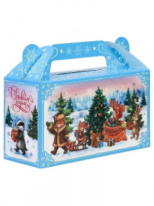 КОРОБКА ДЛЯ УПАКОВКИ ПОДАРКА 22*50СМ "ДЕД МОРОЗ ЕЛКА ПОДАРКИ И ВЕСЁЛЫЕ ЗВЕРЯТА"
