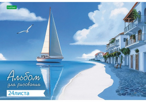 АЛЬБОМ ДЛЯ РИСОВАНИЯ НА СКОБЕ 24 ЛИСТОВ "ECO МОРСКОЕ НАСТРОЕНИЕ" 