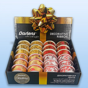 ЛЕНТА ДЛЯ УПАКОВКИ ПОДАРКОВ "DARLENS" АССОРТИ 3,8СМ*27М 