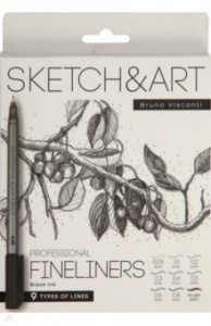 НАБОР КАПИЛЛЯРНЫХ РУЧЕК "SKETCH&ART" ЧЕРНЫЕ 9 ШТ