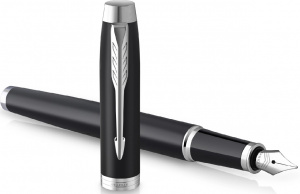 РУЧКА ПОДАРОЧНАЯ ПЕРЬЕВАЯ СИНЯЯ PARKER "IM PREMIUM" ЦВЕТ КОРПУСА ЧЕРНЫЙ В КАРТОННОМ ФУТЛЯРЕ