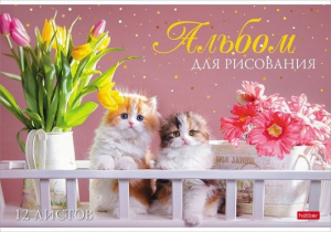 АЛЬБОМ ДЛЯ РИСОВАНИЯ НА СКОБЕ 12 ЛИСТОВ "МЫ ЛЮБИМ КОТИКОВ"  