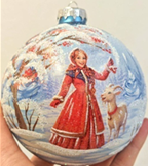 ИГРУШКА СТЕКЛЯННАЯ  ШАР "РЯБИНОВАЯ СКАЗКА"