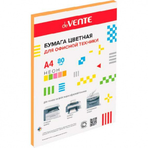 БУМАГА ОФИСНАЯ ЦВЕТНАЯ А4 deVENTE 50 Л 75Г/М² 5 ЦВ НЕОН ОРАНЖЕВАЯ