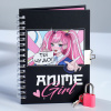 БЛОКНОТ А6 50Л НА ГРЕБНЕ "ANIME" С ЗАМОЧКОМ