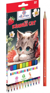 КАРАНДАШИ ЦВЕТНЫЕ "KAWAII CAT" 12 ЦВ