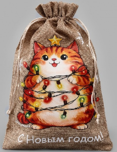 МЕШОЧЕК 20*30СМ "КОТИК" С ТЕРМОНАКЛЕЙКОЙ