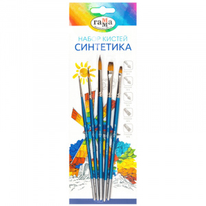 НАБОР КИСТЕЙ 5 Ш/У СИНТЕТИКА КРУГЛЫЕ №1,3,5 ПЛОСКИЕ №5,8 КЛАССИКА
