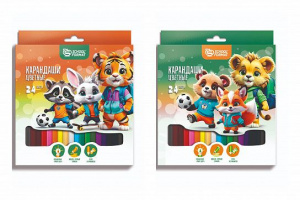КАРАНДАШИ ЦВЕТНЫЕ "ЯРКИЕ ЗВЕРЯТА" 24 ЦВЕТА