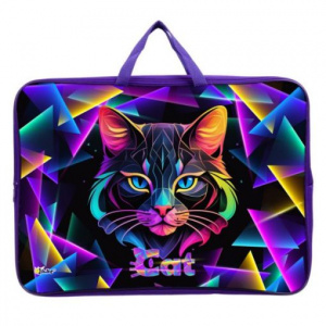 ПАПКА ПОРТФЕЛЬ НА МОЛНИИ С РУЧКАМИ А3 "GEOMETRIC CAT" ТЕКСТИЛЬ 47,5*34,5*7,5CМ