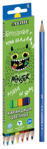 КАРАНДАШИ ЦВЕТНЫЕ "MONSTER" 6 ЦВ