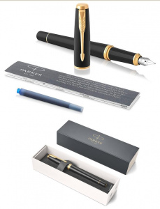 РУЧКА ПОДАРОЧНАЯ ПЕРЬЕВАЯ СИНЯЯ PARKER "URBAN MUTED BLACK" GT ЦВЕТ КОРПУСА ЧЕРНЫЙ В КАРТОННОМ ФУТЛЯРЕ