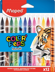 ФЛОМАСТЕPЫ  "MAPED" 12ЦВ  COLOR'PEPS ANIMALS