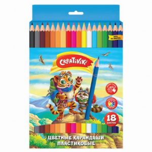 КАРАНДАШИ ЦВЕТНЫЕ "CREATIVIKI" 18 ЦВ ПЛАСТИК