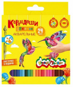 КАРАНДАШИ ЦВЕТНЫЕ АКВАРЕЛЬНЫЕ "КАЛЯКА-МАЛЯКА" 24 ЦВ