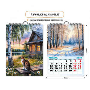 КАЛЕНДАРЬ НАСТЕННЫЙ ГРЕБЕНЬ КВАДРА 297*420ММ 6Л