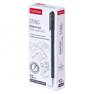 РУЧКА ШАРИКОВАЯ HATBER STING 0.5ММ ЧЕРНАЯ