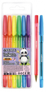 НАБОР ШАРИКОВЫХ РУЧЕК deVENTE PANDA 6ЦВ НЕОН