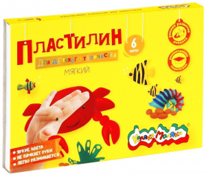 ПЛАСТИЛИН 6ЦВ 90Г СО СТЕКОМ ПОВЫШЕННАЯ МЯГКОСТЬ