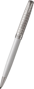 РУЧКА ПОДАРОЧНАЯ ШАРИКОВАЯ СИНЯЯ PARKER "SONNET" METAL & PEARL CT ЦВЕТ КОРПУСА ЖЕМЧУЖНЫЙ В ПОДАРОЧНОМ ФУТЛЯРЕ