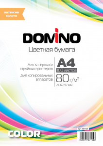 БУМАГА ОФИСНАЯ ЦВЕТНАЯ А4 DOMINO COLOR 100 ЛИСТОВ 80Г/М² ИНТЕНСИВ ЗОЛОТО
